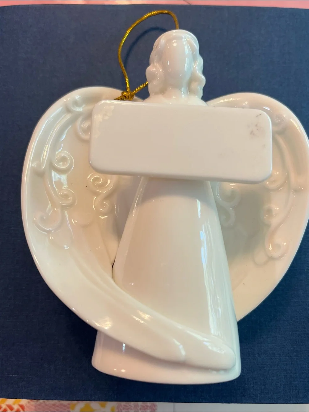 White Ceramic Angel Holiday Ornament - Classic Angel Decoration